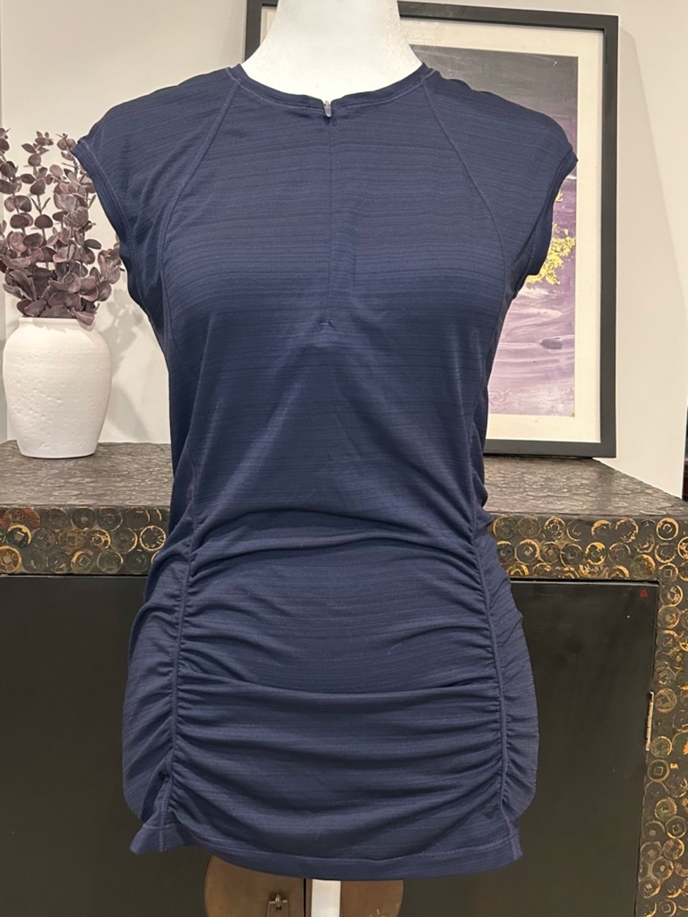 3/$20 Athleta Navy Blue Zip Pacifica UPF 50+ Tank Rashguard | XS